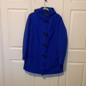 Land’s End waterproof, lined storm coat.